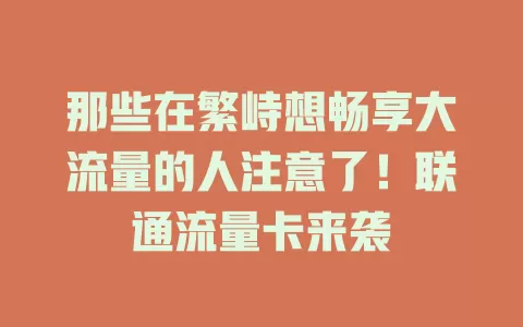 那些在繁峙想畅享大流量的人注意了！联通流量卡来袭