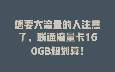 想要大流量的人注意了，联通流量卡160GB超划算！