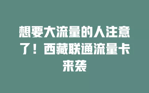 想要大流量的人注意了！西藏联通流量卡来袭