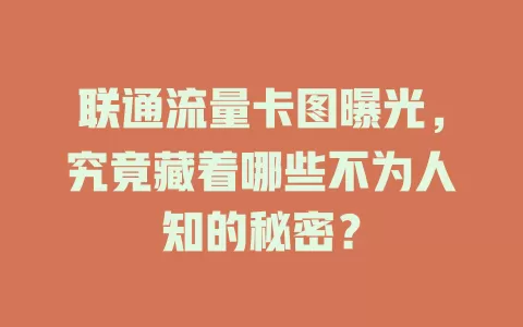 联通流量卡图曝光，究竟藏着哪些不为人知的秘密？