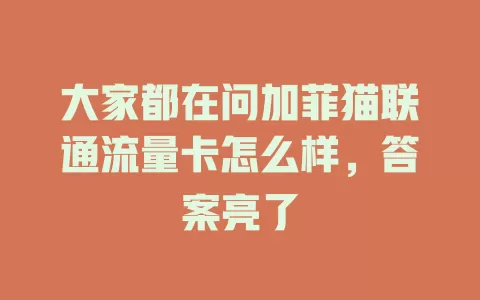 大家都在问加菲猫联通流量卡怎么样，答案亮了