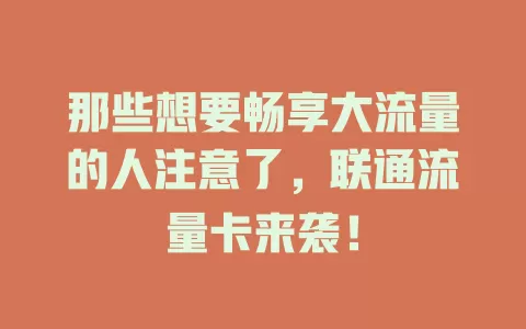 那些想要畅享大流量的人注意了，联通流量卡来袭！