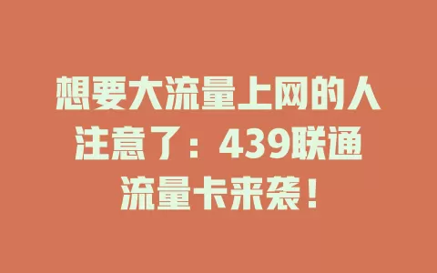 想要大流量上网的人注意了：439联通流量卡来袭！