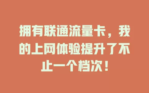 拥有联通流量卡，我的上网体验提升了不止一个档次！