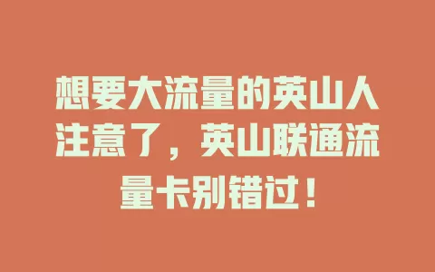 想要大流量的英山人注意了，英山联通流量卡别错过！