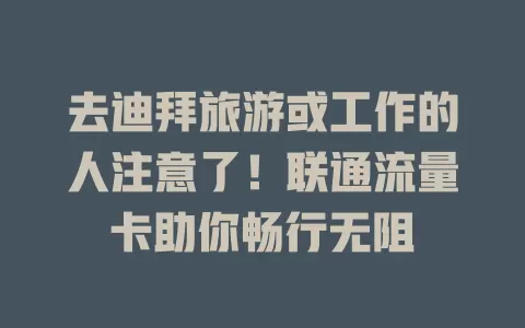 去迪拜旅游或工作的人注意了！联通流量卡助你畅行无阻