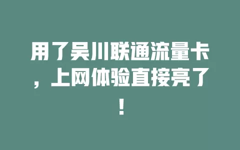 用了吴川联通流量卡，上网体验直接亮了！