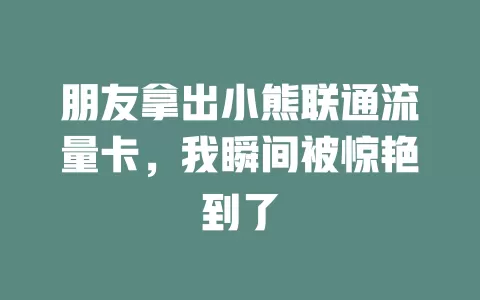 朋友拿出小熊联通流量卡，我瞬间被惊艳到了