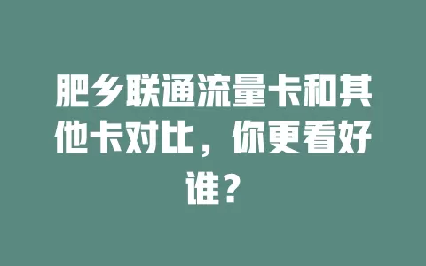 肥乡联通流量卡和其他卡对比，你更看好谁？