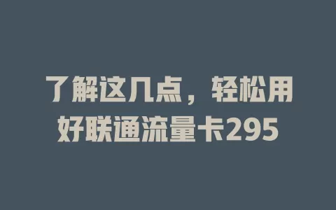 了解这几点，轻松用好联通流量卡295