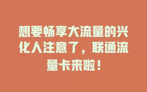 想要畅享大流量的兴化人注意了，联通流量卡来啦！