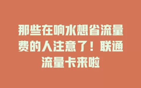 那些在响水想省流量费的人注意了！联通流量卡来啦