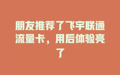 朋友推荐了飞宇联通流量卡，用后体验亮了
