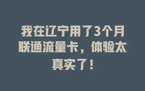 我在辽宁用了3个月联通流量卡，体验太真实了！