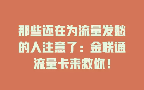那些还在为流量发愁的人注意了：金联通流量卡来救你！