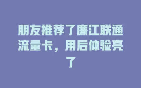 朋友推荐了廉江联通流量卡，用后体验亮了