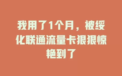 我用了1个月，被绥化联通流量卡狠狠惊艳到了