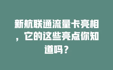新航联通流量卡亮相，它的这些亮点你知道吗？