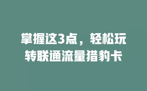 掌握这3点，轻松玩转联通流量猎豹卡