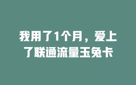 我用了1个月，爱上了联通流量玉兔卡