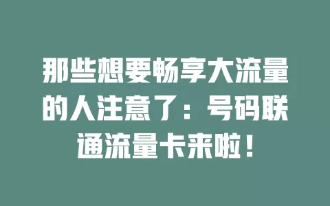 那些想要畅享大流量的人注意了：号码联通流量卡来啦！