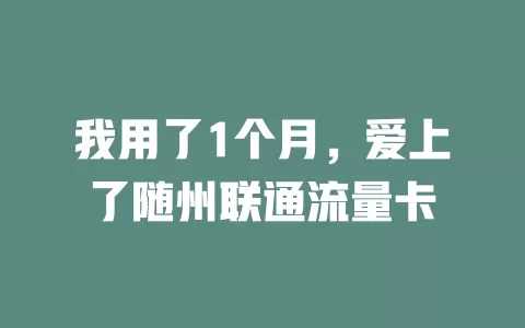 我用了1个月，爱上了随州联通流量卡