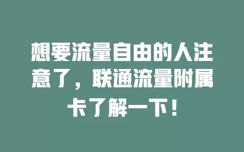 想要流量自由的人注意了，联通流量附属卡了解一下！