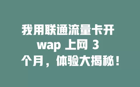 我用联通流量卡开 wap 上网 3 个月，体验大揭秘！