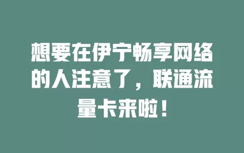 想要在伊宁畅享网络的人注意了，联通流量卡来啦！