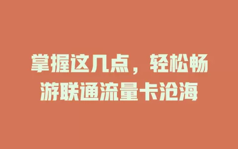 掌握这几点，轻松畅游联通流量卡沧海
