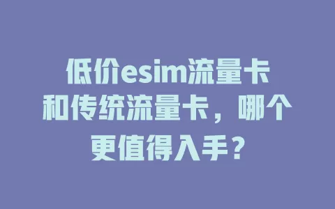 低价esim流量卡和传统流量卡，哪个更值得入手？