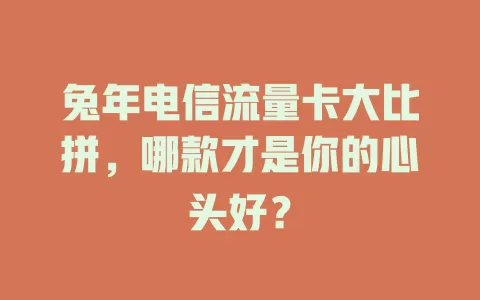 兔年电信流量卡大比拼，哪款才是你的心头好？