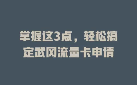 掌握这3点，轻松搞定武冈流量卡申请