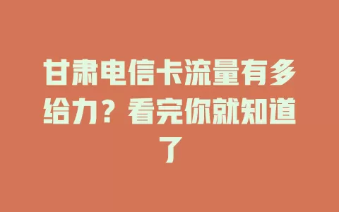 甘肃电信卡流量有多给力？看完你就知道了