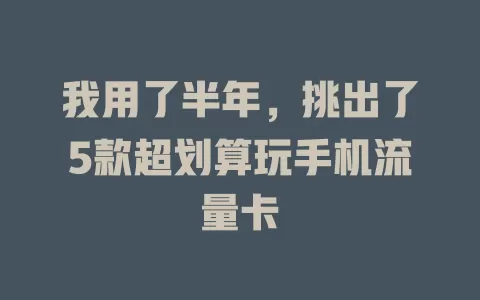 我用了半年，挑出了5款超划算玩手机流量卡
