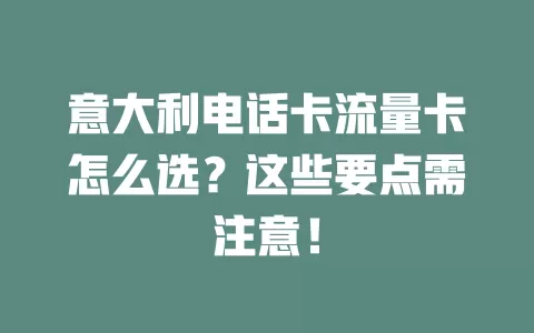 意大利电话卡流量卡怎么选？这些要点需注意！