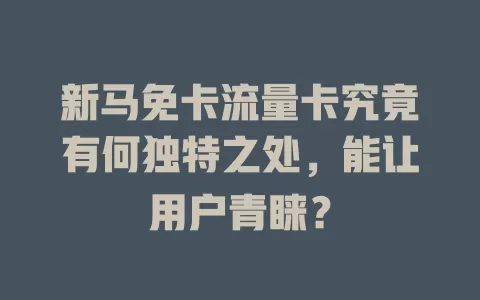 新马免卡流量卡究竟有何独特之处，能让用户青睐？