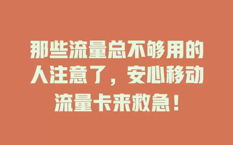 那些流量总不够用的人注意了，安心移动流量卡来救急！