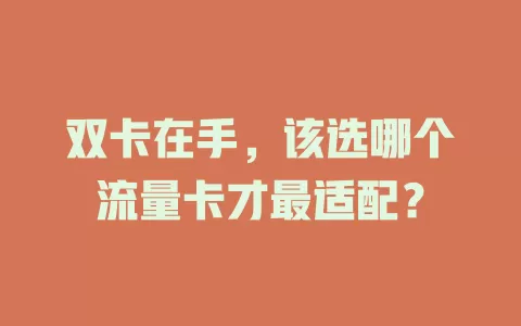 双卡在手，该选哪个流量卡才最适配？