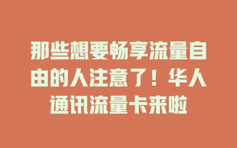 那些想要畅享流量自由的人注意了！华人通讯流量卡来啦