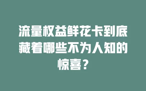流量权益鲜花卡到底藏着哪些不为人知的惊喜？