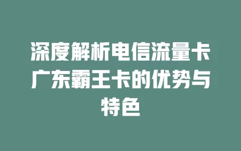 深度解析电信流量卡广东霸王卡的优势与特色