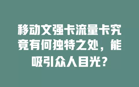 移动文强卡流量卡究竟有何独特之处，能吸引众人目光？