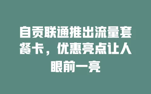 自贡联通推出流量套餐卡，优惠亮点让人眼前一亮