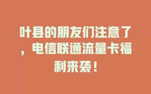 叶县的朋友们注意了，电信联通流量卡福利来袭！