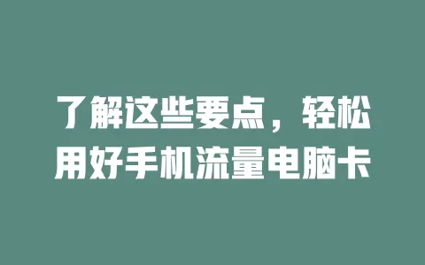 了解这些要点，轻松用好手机流量电脑卡