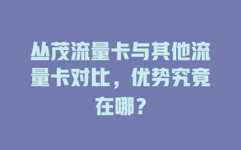 丛茂流量卡与其他流量卡对比，优势究竟在哪？