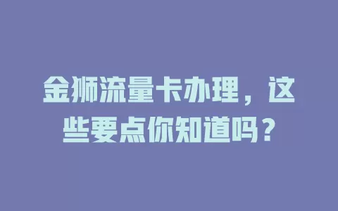 金狮流量卡办理，这些要点你知道吗？