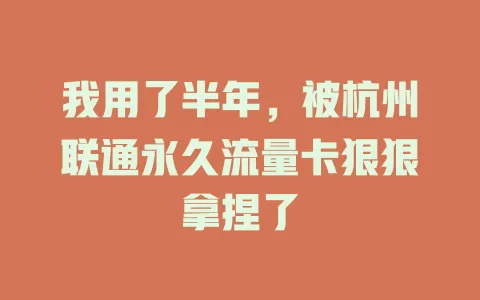 我用了半年，被杭州联通永久流量卡狠狠拿捏了