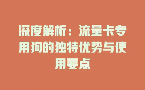 深度解析：流量卡专用狗的独特优势与使用要点